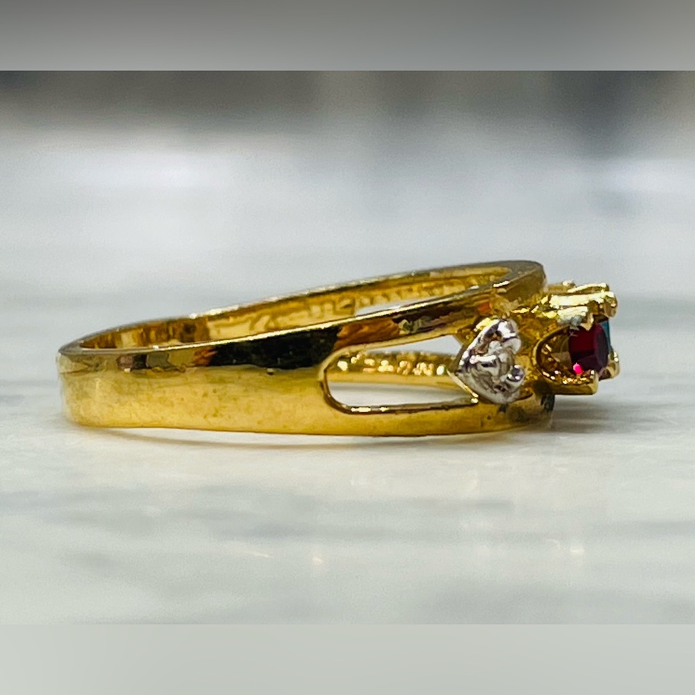 Vintage Sample Mother’s Ring Gold Plated Brass Size 6 Birthstone Style - Picture 6 of 13